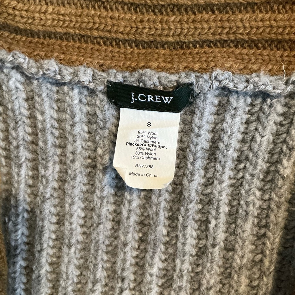 J. Crew Cardigan Gray and Brown Sweater S - Picture 5 of 6